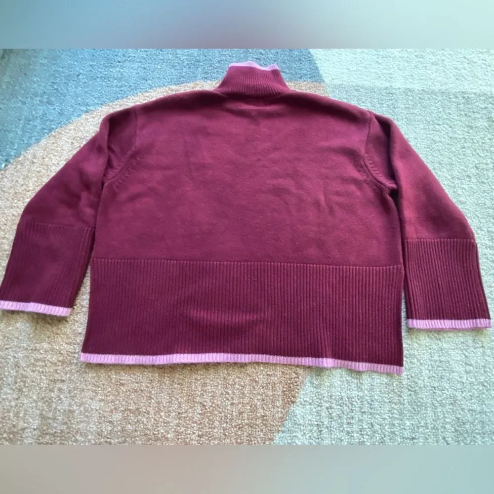 Tuckernuck Maroon Larsen Sweater Maroon Pink Medium Burgundy Bell Flowy - Picture 2 of 11
